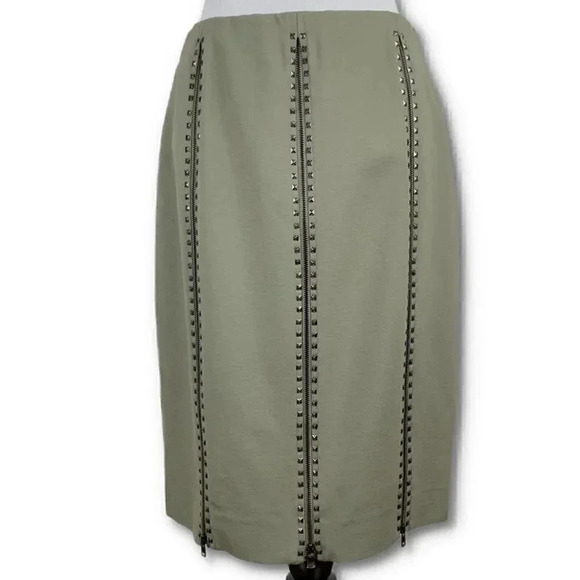Carlisle womens skirt size 6 army green studded zippered pencil - Picture 12 of 12